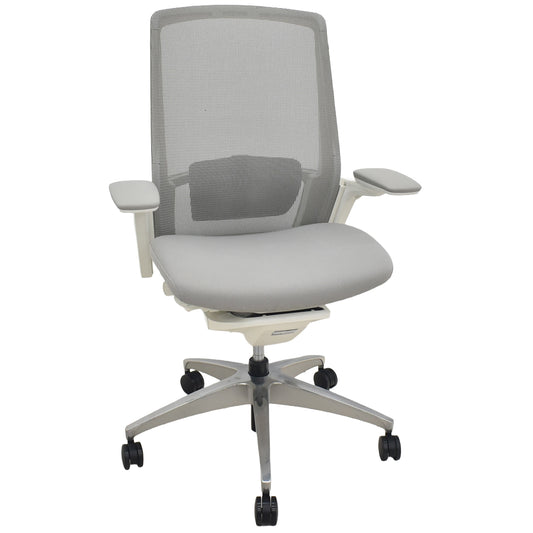【中古】オカムラ　フィノラ　ハイバック　４Ｄ可動肘　ランバーサポート　ホワイトフレーム　ポリッシュ　2021年製　ライトグレー　2026081702【中古オフィス家具】