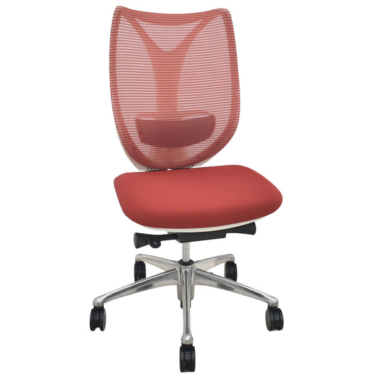 【中古】オカムラ　サブリナ　ランバーサポート　前傾機能付　ポリッシュ　肘なし　レッド　2026081801【中古オフィス家具】