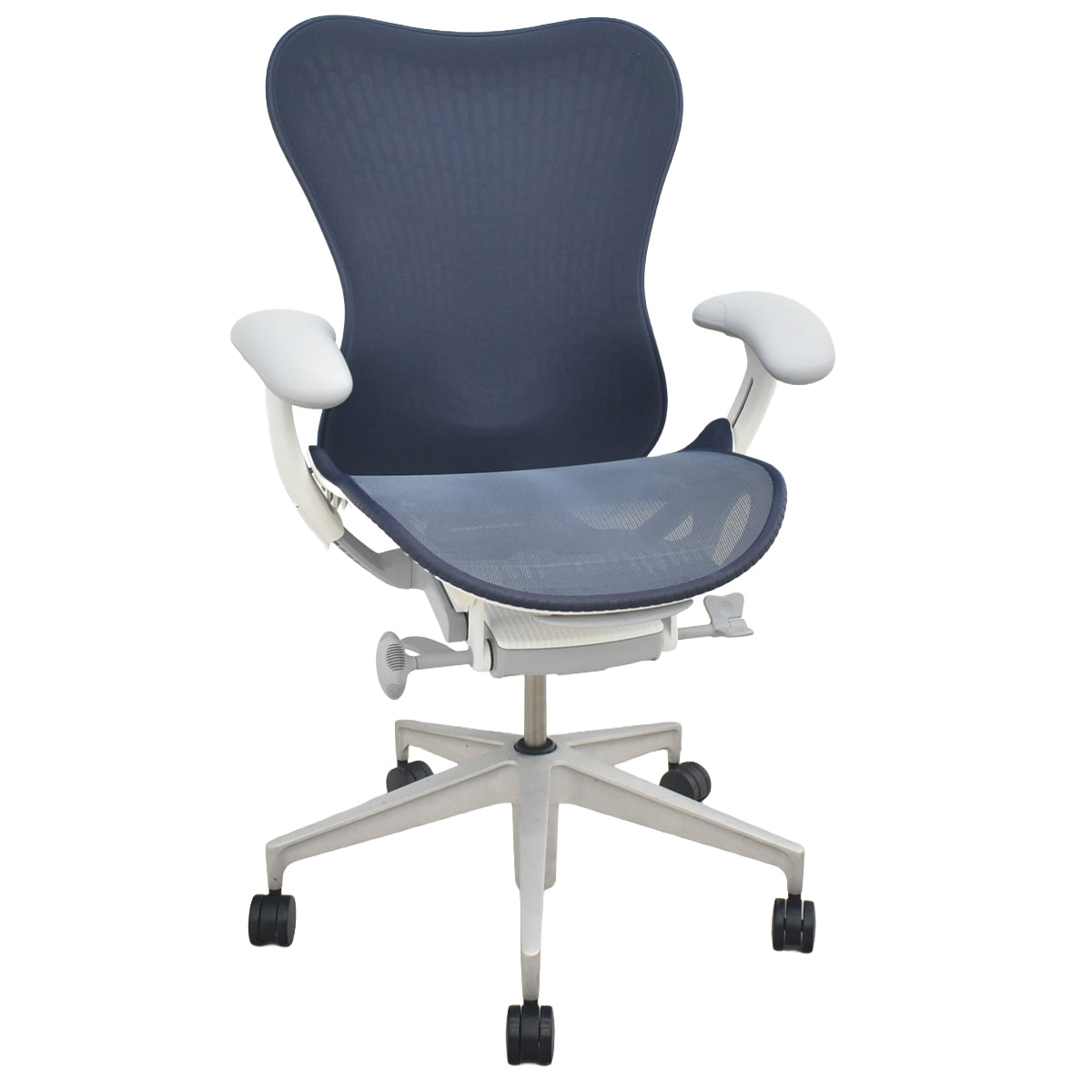 【中古】ハーマンミラー　ミラ２チェア　可動肘　ランバーサポート　バタフライバック　前傾機能付　ダークブルー　2026081901【オフィスチェア】