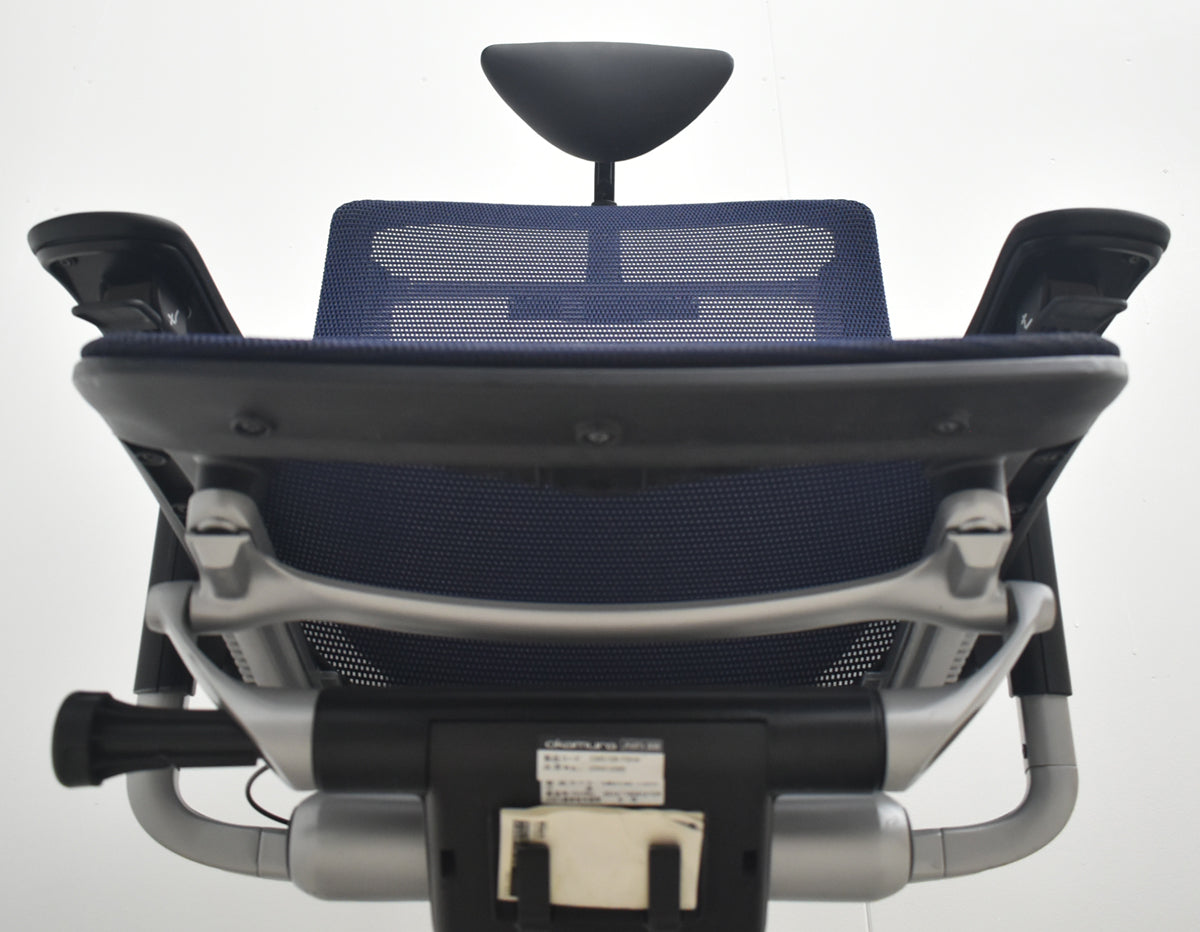 【中古】オカムラ　コンテッサ　ヘッドレスト　可動肘（肘パッド新品）ランバーサポート　ダークブルー　2026082003【中古オフィス家具】