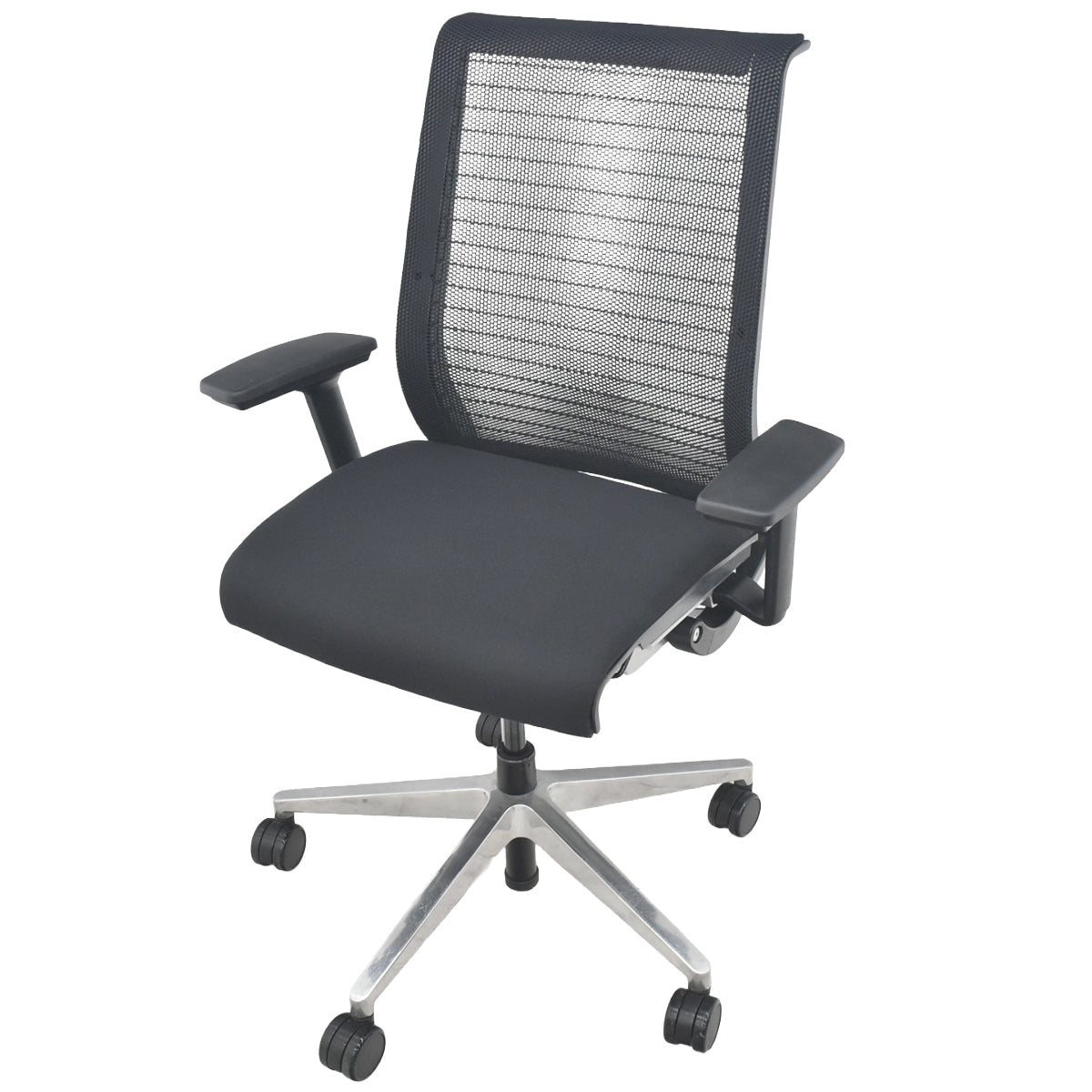 【中古】　スチールケース　シンク　可動肘　ポリッシュ　ブラック　2026082502【中古オフィス家具】