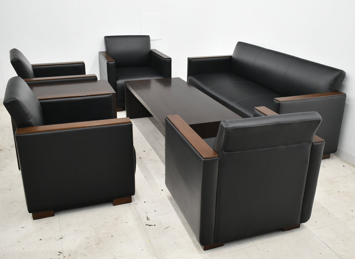 【中古】イトーキ　ALシリーズ＋VCシリーズ　応接７点セット　ブラック　幅1830　2026091402【中古オフィス家具】