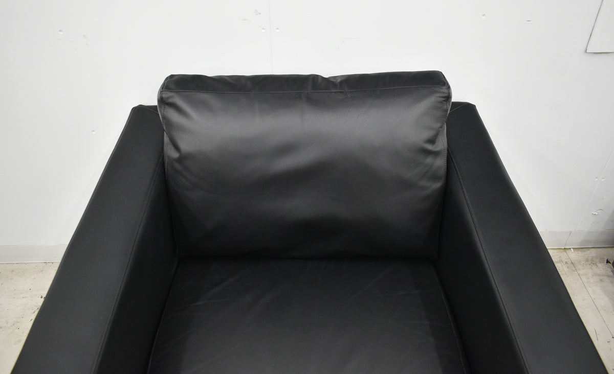 【中古】AIDEC　高級応接４点セット　総革張り　ブラック　幅1950　2026091601【中古オフィス家具】