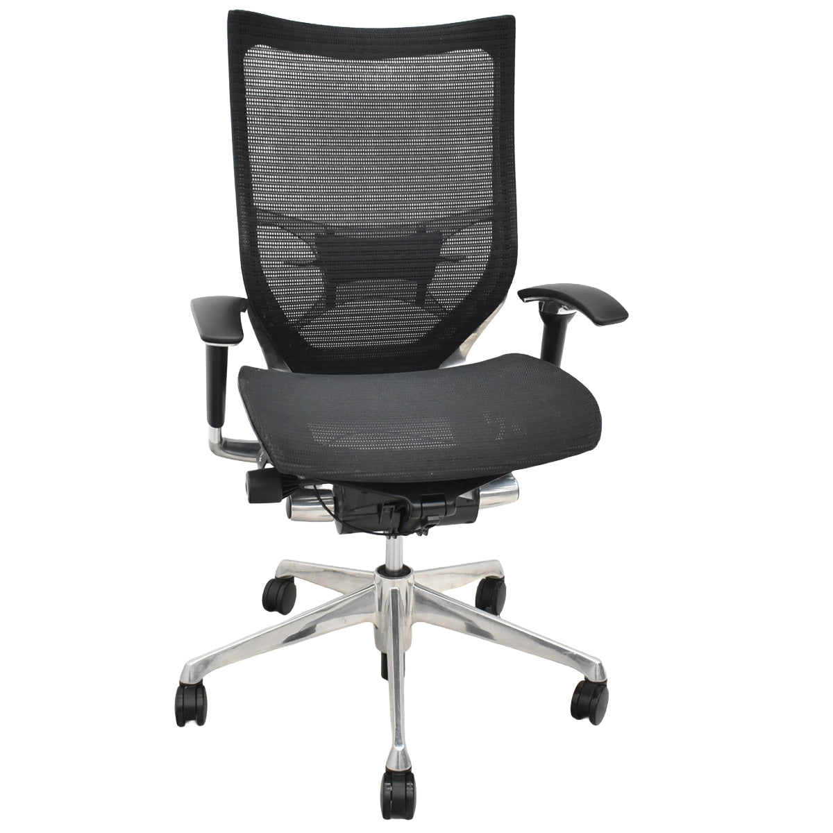 【中古】オカムラ　バロン　可動肘（肘パッド新品）ハイバック　ポリッシュ　ランバーサポート　ブラック　2026091702【中古オフィス家具】