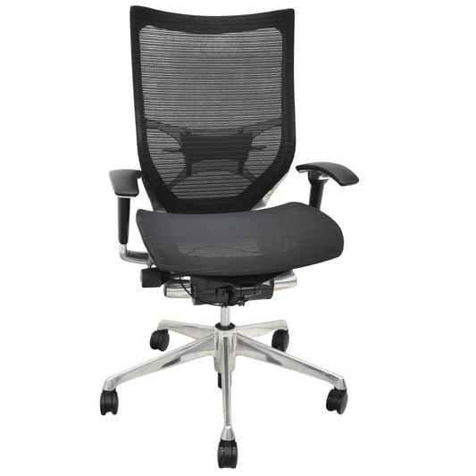【中古】オカムラ　バロン　可動肘（肘パッド新品）ハイバック　ポリッシュ　ランバーサポート　ブラック　2026091702【中古オフィス家具】
