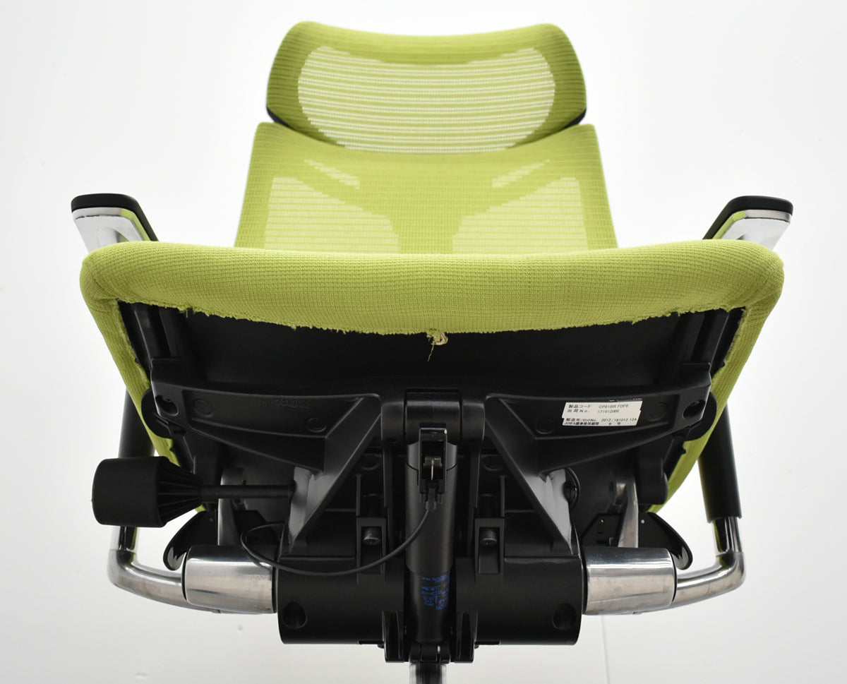 【中古】オカムラ　バロン　エクストラハイバック　可動肘　可動ヘッドレスト　ポリッシュ　ライムグリーン　2026091704【中古オフィス家具】