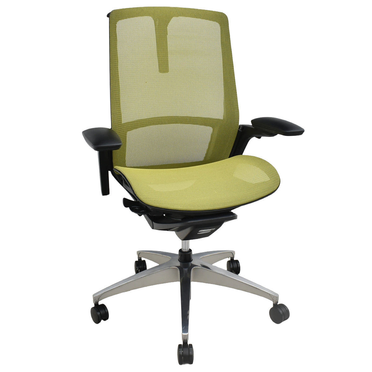 【中古】オカムラ　フィノラ　ハイバック　４Ｄ可動肘　ハンガー　ポリッシュ　2024年製　グリーン　2026092804【中古オフィス家具】