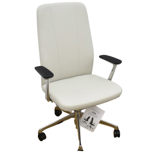 【中古】[新品未使用品]オカムラ　クラフティー　ハイバック　固定肘　ポリッシュ　ホワイト　2026092907【中古オフィス家具】