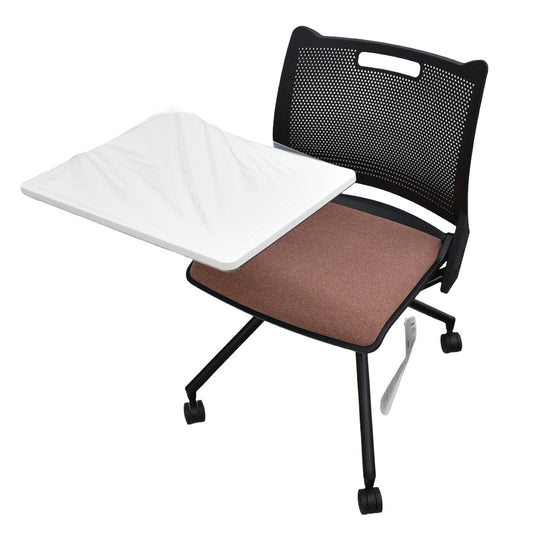 【中古】[新品未使用品]オカムラ　クリール　バックフックシェル　メモ台付　ミーティングチェア　ナイロンキャスター　2026093002【中古オフィス家具】