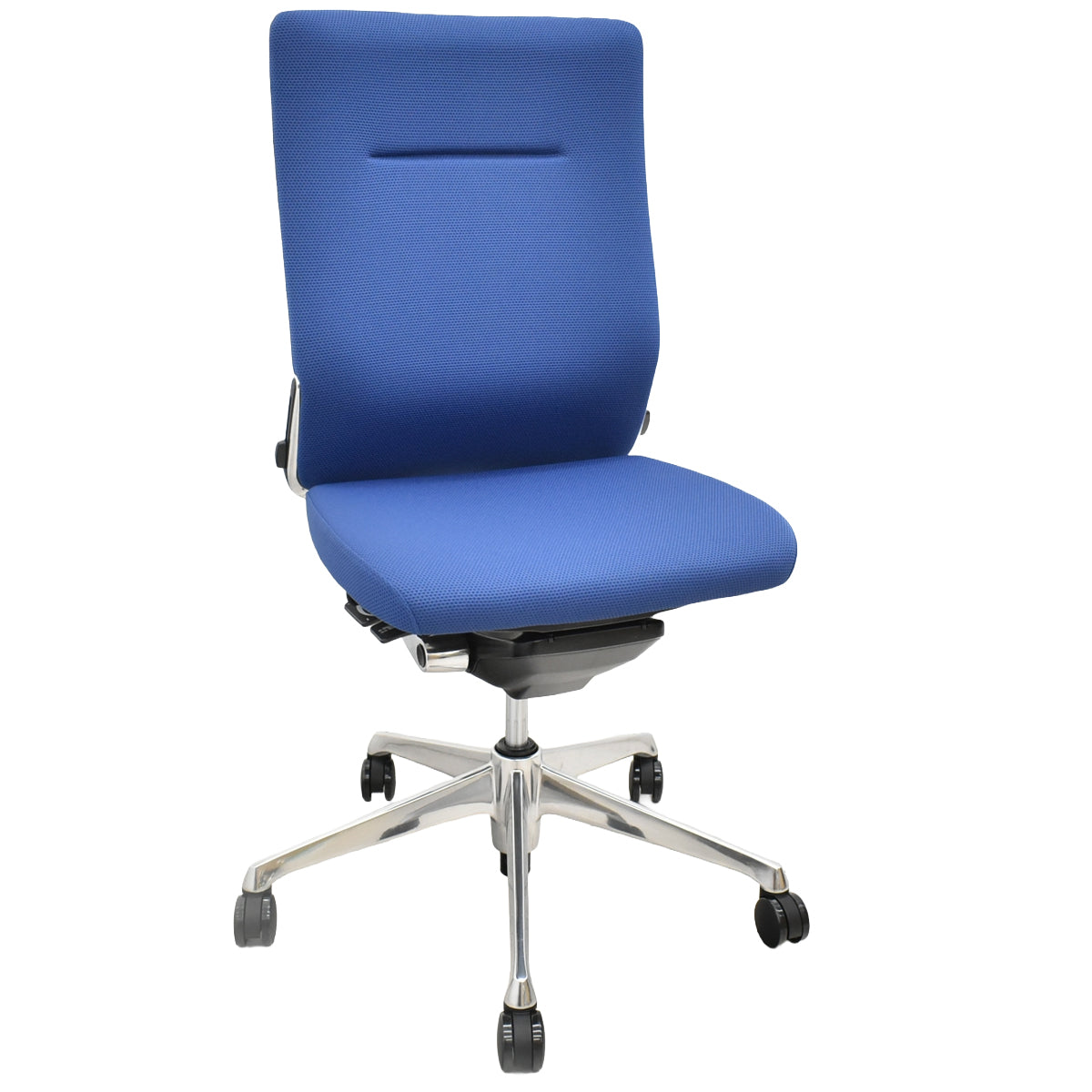 【中古】[新品未使用品]オカムラ　コーラル　ハイバック　肘なし　ランバーサポート　ポリッシュ　ミディアムブルー　2026093008【中古オフィス家具】