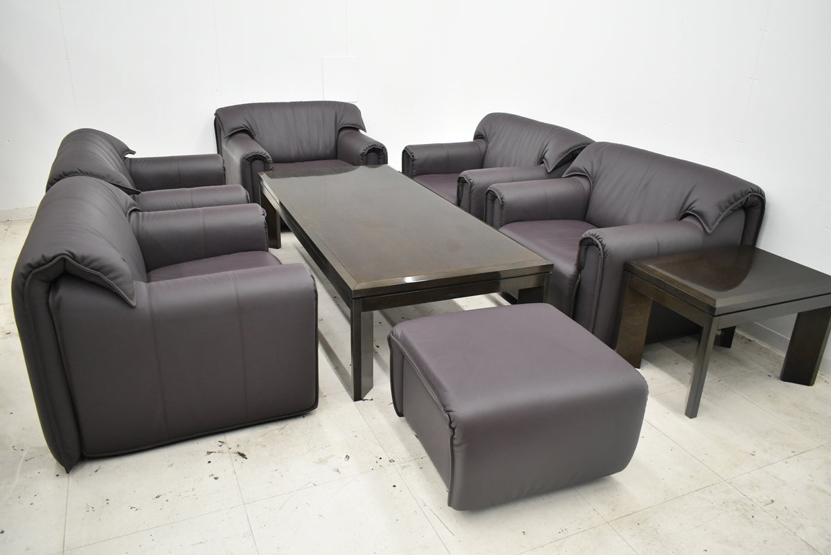【中古】天童木工　高級応接８点セット　総革張り　2026100801【中古オフィス家具】