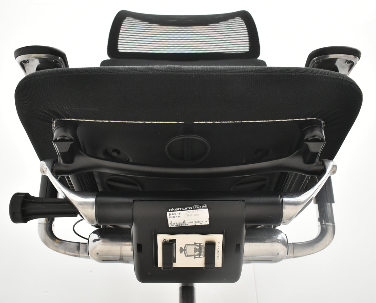 【中古】オカムラ　コンテッサ　大型固定ヘッドレスト　可動肘　ポリッシュ　ランバーサポート　ブラック　2026101002【中古オフィス家具】