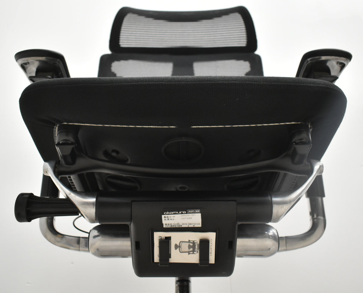 【中古】オカムラ　コンテッサ　大型固定ヘッドレスト　可動肘　ポリッシュ　ランバーサポート　ブラック　2026101003【中古オフィス家具】