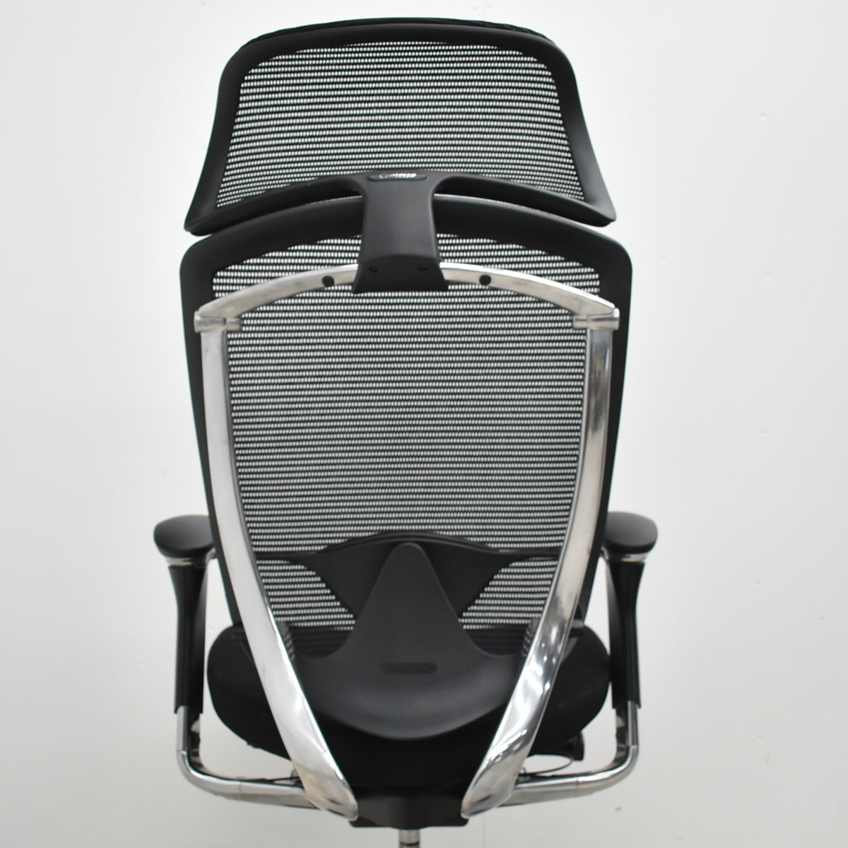 【中古】オカムラ　コンテッサ　大型固定ヘッドレスト　可動肘　ポリッシュ　ランバーサポート　ブラック　2026101003【中古オフィス家具】