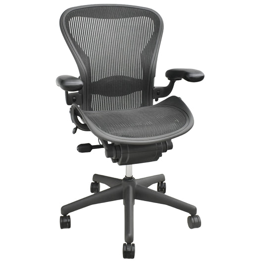 【中古】ハーマンミラー　アーロンチェア　Bサイズ　フル装備　ランバーサポート　肘レバータイプ　昇降ガス新品　ブラック 2026101903