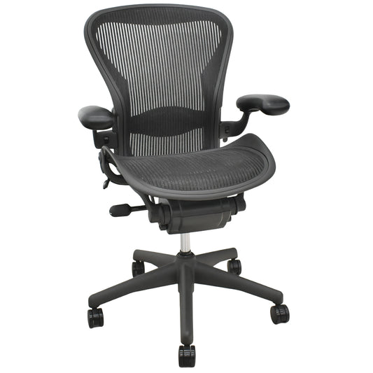 【中古】ハーマンミラー　アーロンチェア　Bサイズ　フル装備　ランバーサポート　肘レバータイプ　昇降ガス新品　ブラック 2026102003