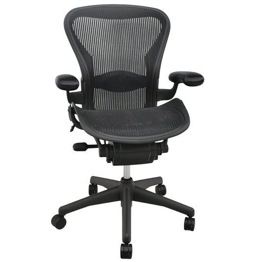 【中古】ハーマンミラー　アーロンチェア　Bサイズ　スタンダード　ランバーサポート　昇降ガス新品　ブラック 2026102004