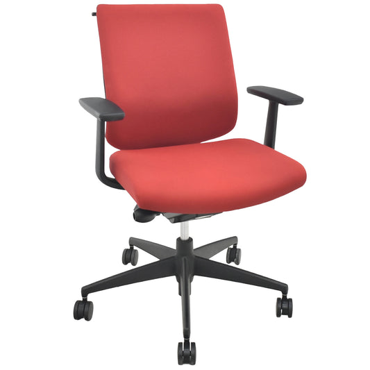 【中古】コクヨ　ウィザードII　固定肘　ローバック　ランバーサポート　ハンガー　レッド　2026022602【中古オフィス家具】