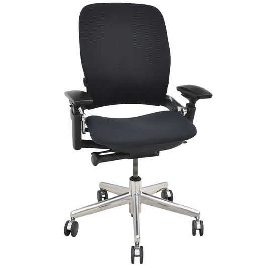 【中古】スチールケース　リープＶ２　３Ｄニット　可動肘　ランバーサポート　ポリッシュ　USモデル　ブラック　2026022701【中古オフィス家具】