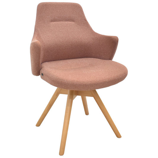 【中古】オカムラ　ライブス　ワークチェア　ロータイプ　木脚　回転タイプ　2021年製　幅613　テラコッタ　2026030301【中古オフィス家具】