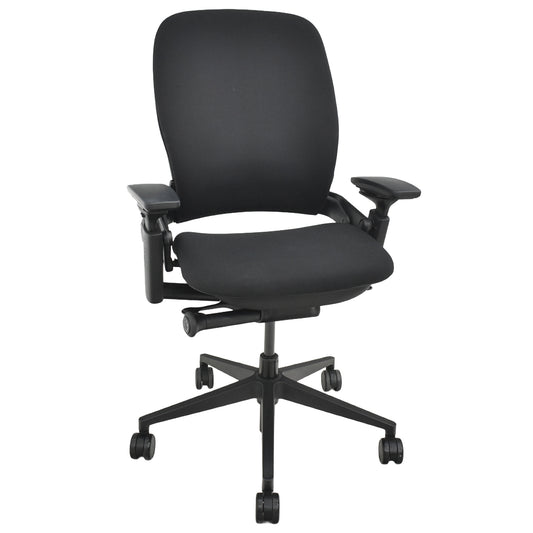 【中古】スチールケース　リープＶ２　APモデル　可動肘　ランバーサポート　肘パッド新型タイプ　ブラック　2026030903【中古オフィス家具】