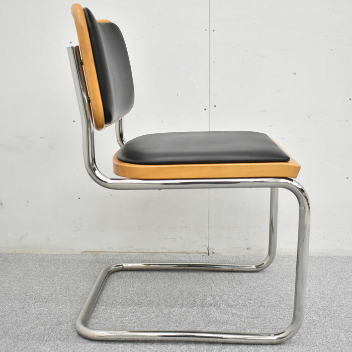 中古】 KNOLL チェスカチェア マルセルブロイヤーコレクション ブラック 合皮 合成皮革 ビニールレザー張り ノル ノール ミッドセン –  中古オフィス家具 トレタテ